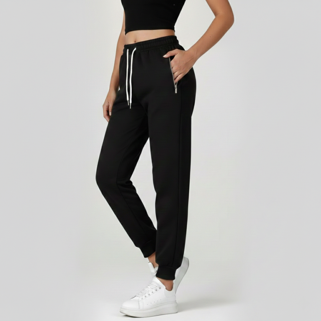 Pantalones Deportivos Mujer Algodón Cintura Elástica Cordón Cremallera