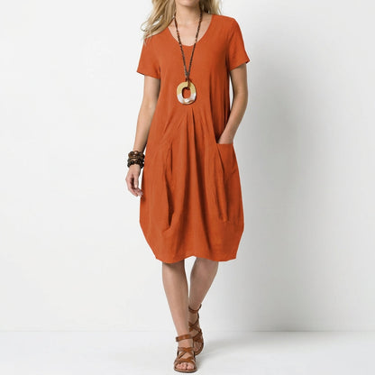 Vestido Globo Mujer con Bolsillos Ajuste Suelto