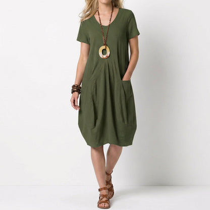 Vestido Globo Mujer con Bolsillos Ajuste Suelto