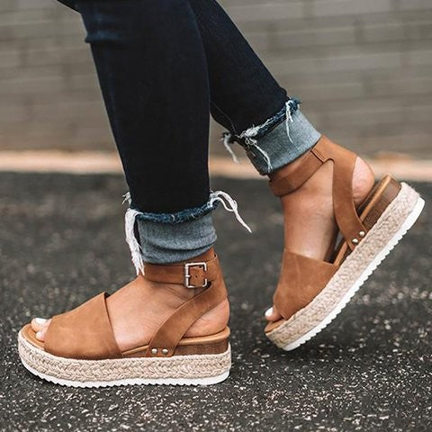 Sandalias Mujer con Plataforma y Hebilla Primavera