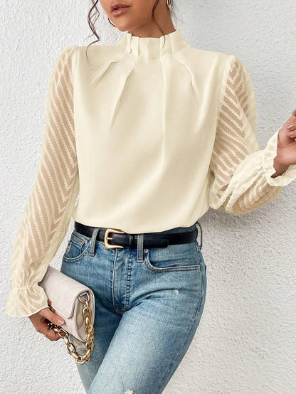 Blusa Mujer de Gasa Transparente Manga Larga
