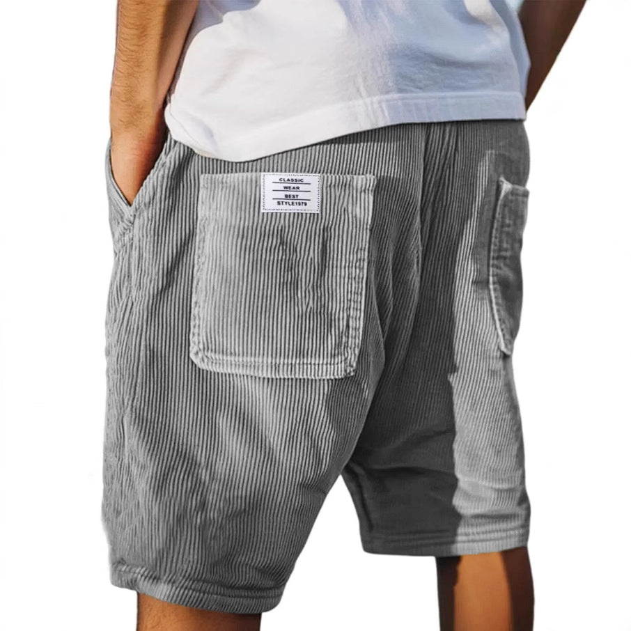 Shorts hombre de terciopelo acanalado cintura elástica bolsillos - Mavetta