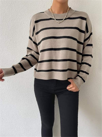Suéter Mujer de Punto Oversize Diseño de Rayas