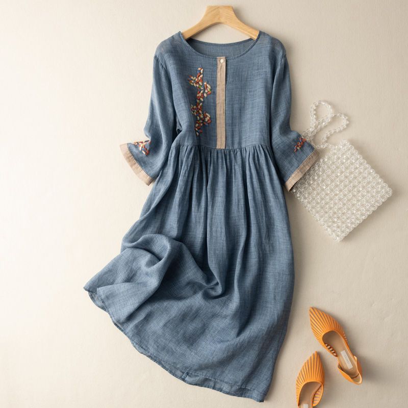 Vestido midi mujer Bordado Verano