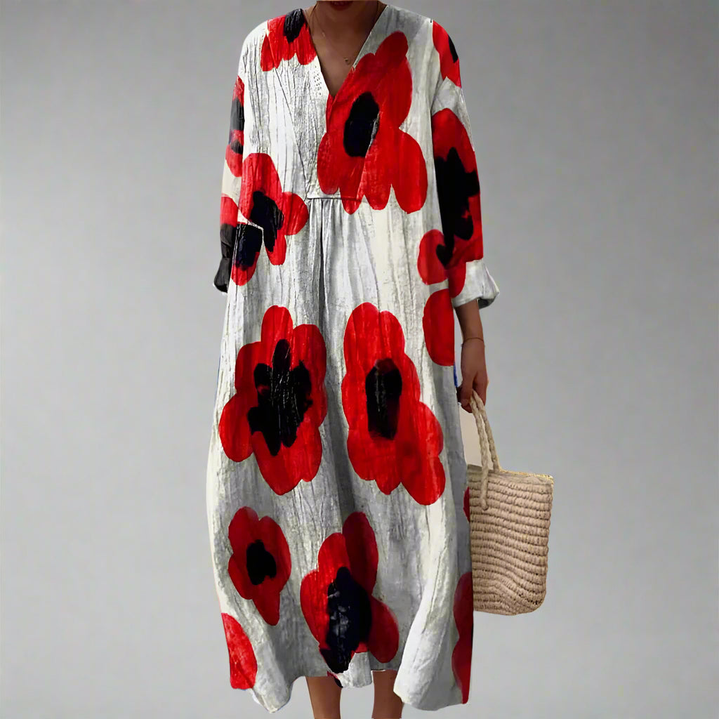 Vestido midi mujer ligero estampado floral suelto - Mavetta