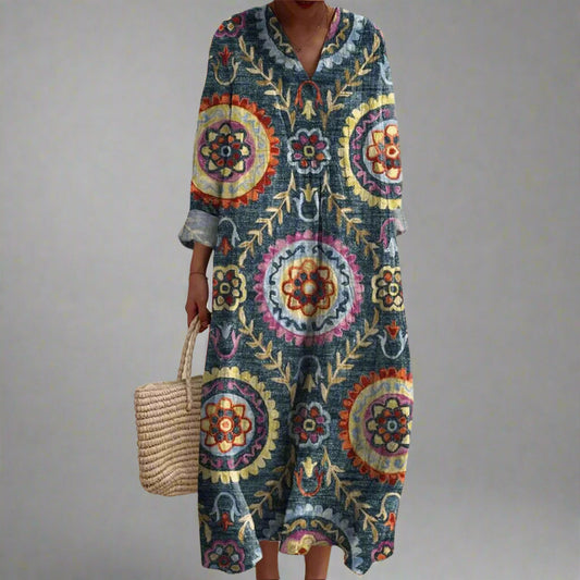 Vestido mujer Ligero Estampado Geométrico Corte Refinado - Mavetta