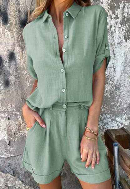 Conjunto Mujer de Dos Piezas Algodón y Pantalón Relajado