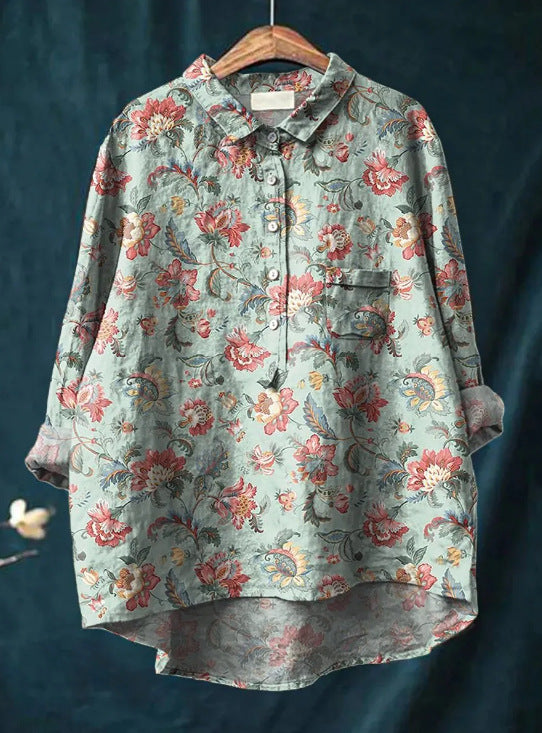 Blusa Mujer Fluida Estampado Floral Manga Larga