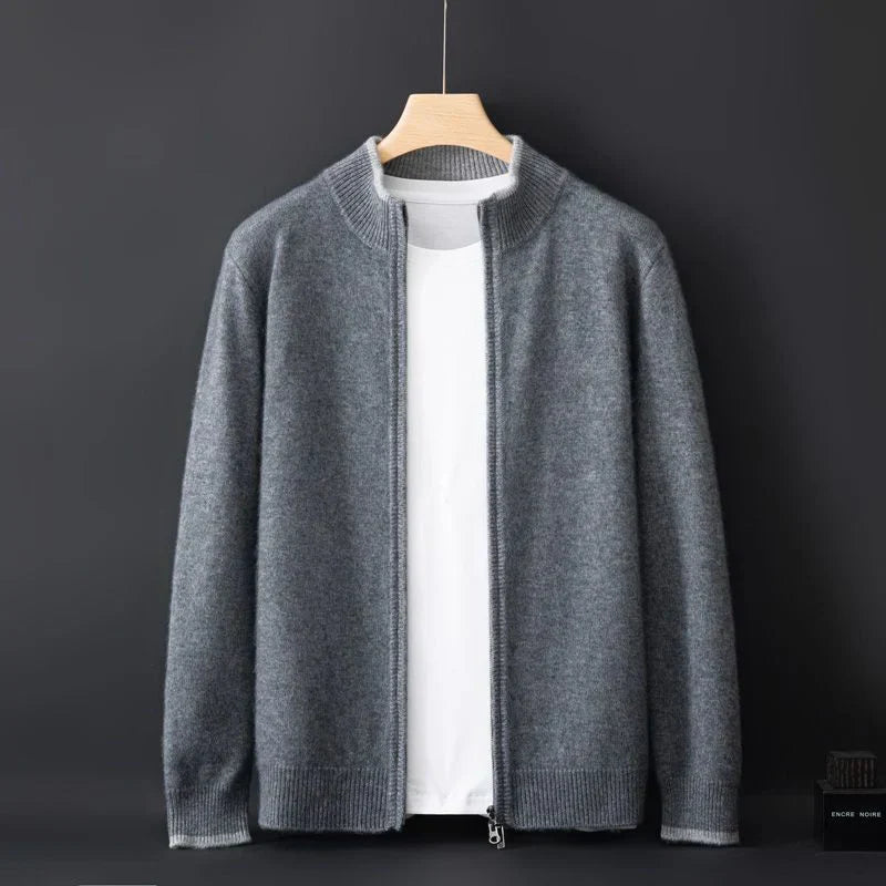Cárdigan Hombre de Punto con Cremallera y Cuello Alto