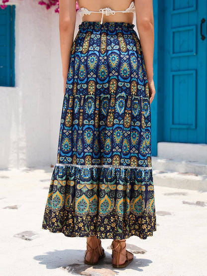 Falda larga mujer estilo boho cintura alta