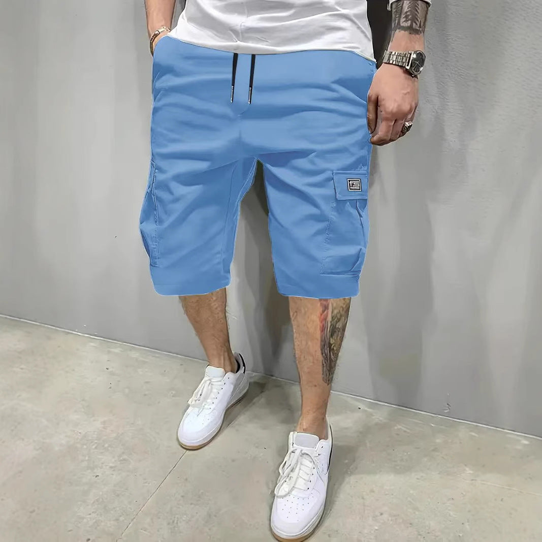 Pantalones cortos cargo hombre Algodón Cintura elástica