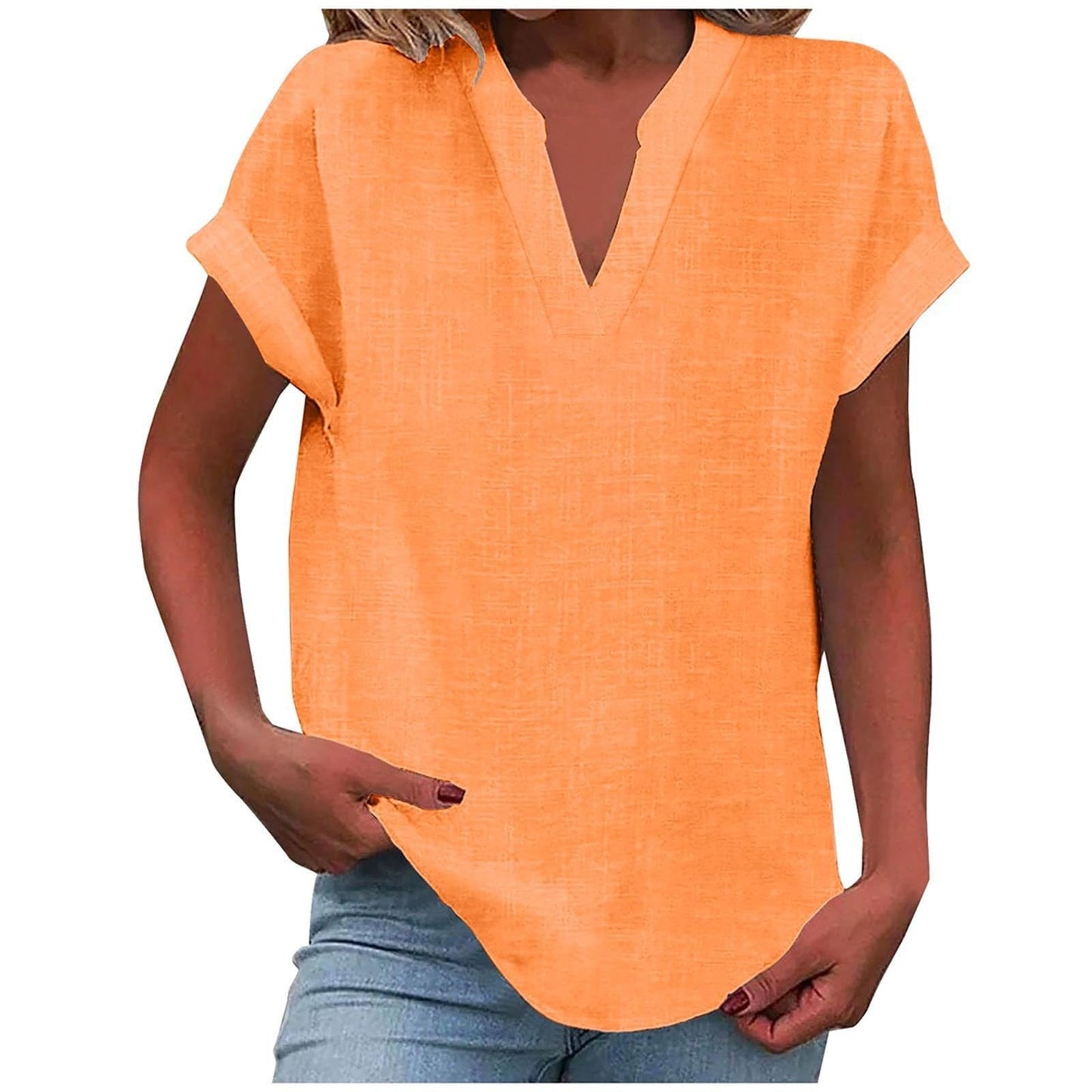 Blusa Mujer de Tela Suave Cuello en V Corte Relajado