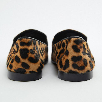 Mocasines Mujer de Piel Estampado Animal Ajuste Clásico