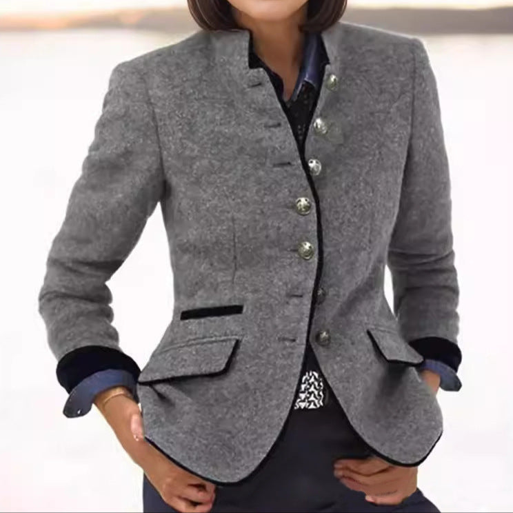 Blazer mujer de lana con botones estilo clásico