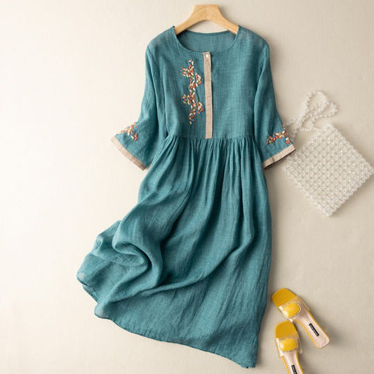 Vestido midi mujer Bordado Verano - Mavetta