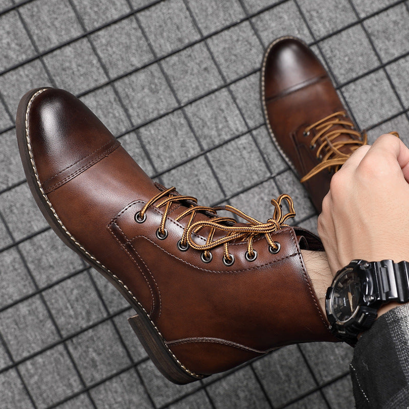 Botas Hombre Cuero Casual con Cordones Botines Urbanos Cómodos
