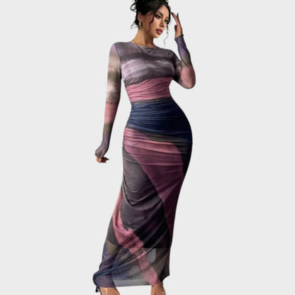 Vestido Maxi Mujer Ajustado Manga Larga