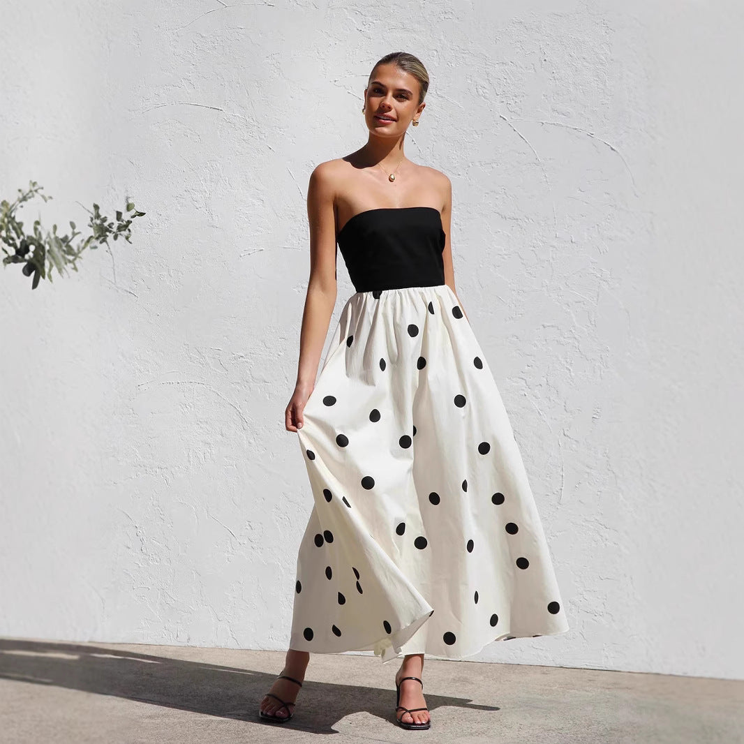 Vestido palabra de honor mujer mezcla algodón línea A verano - Mavetta