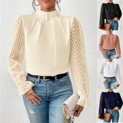 Blusa Mujer de Gasa Transparente Manga Larga