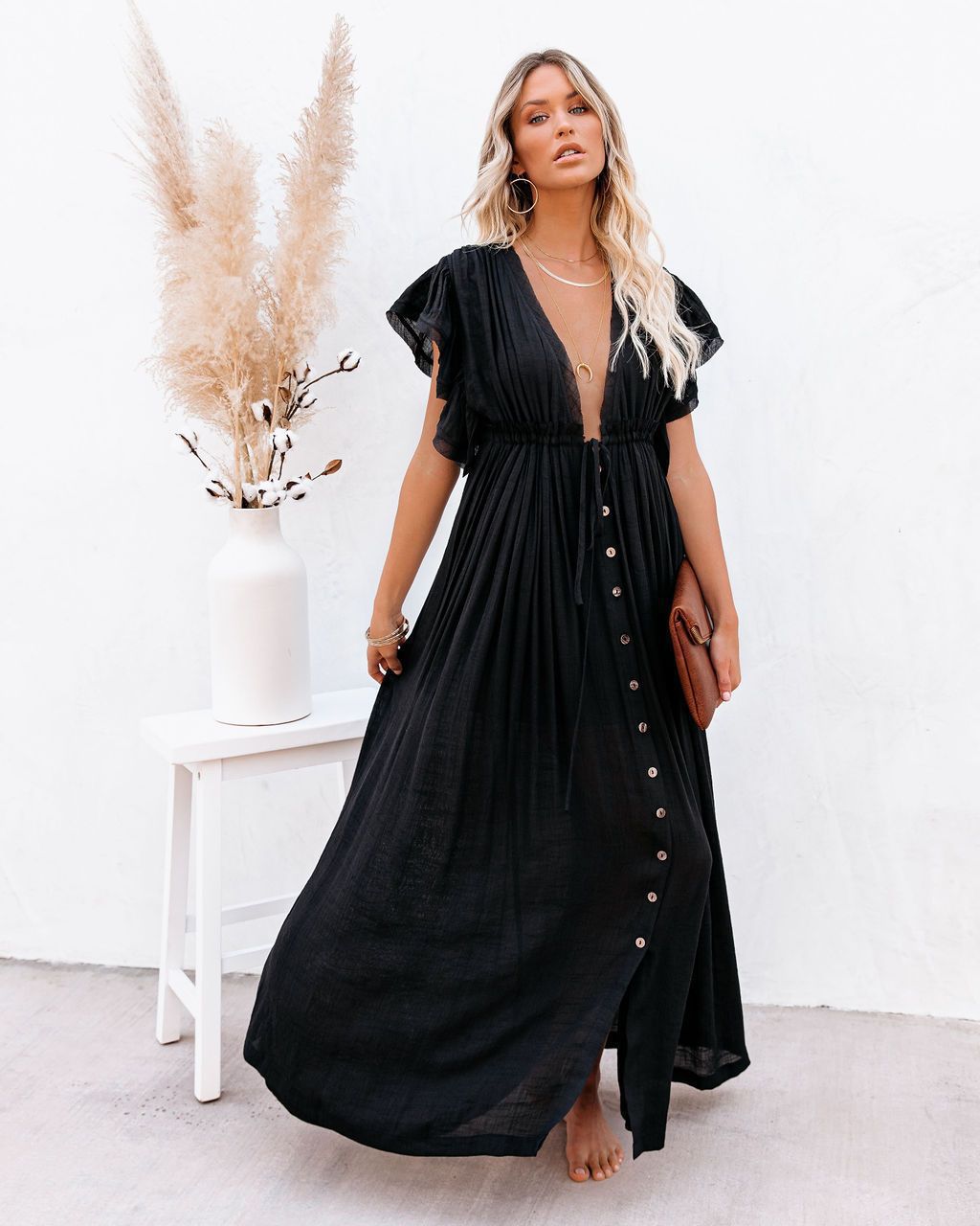 Vestido largo mujer con botones estilo bohemio verano - Mavetta