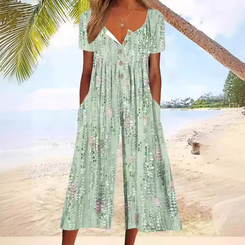 Mono Mujer Verano Escote en V Corte Moderno
