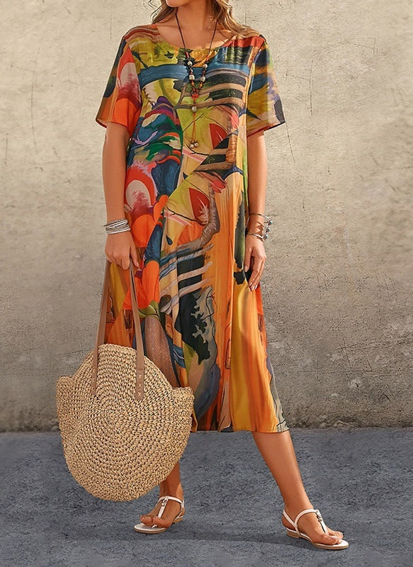 Vestido Maxi Mujer Estampado Casual Corte Suelto Veraniego