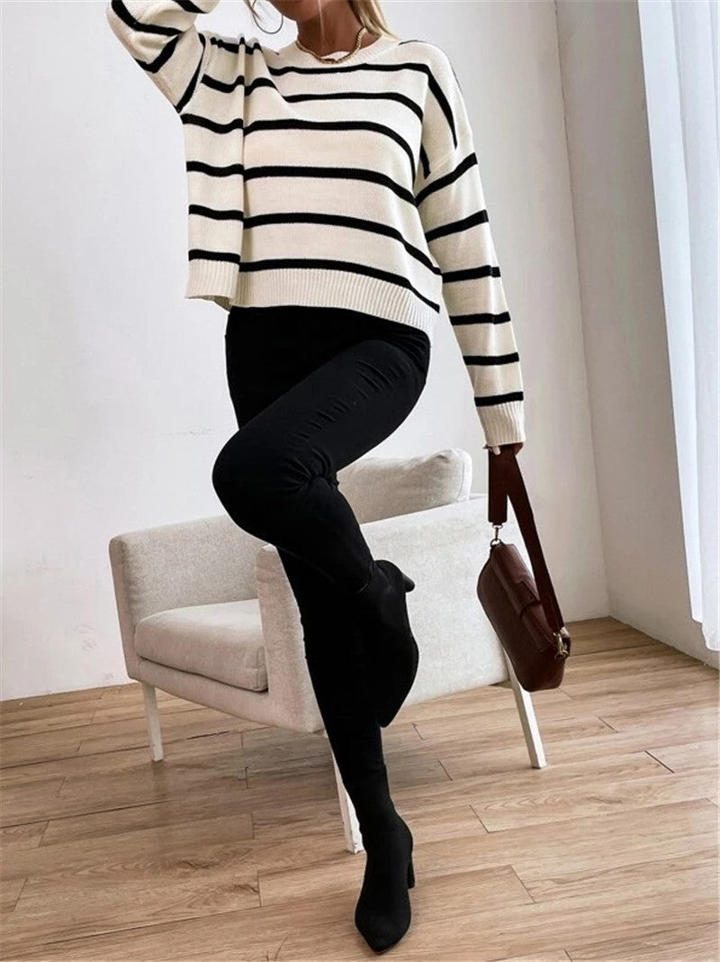 Suéter Mujer de Punto Oversize Diseño de Rayas