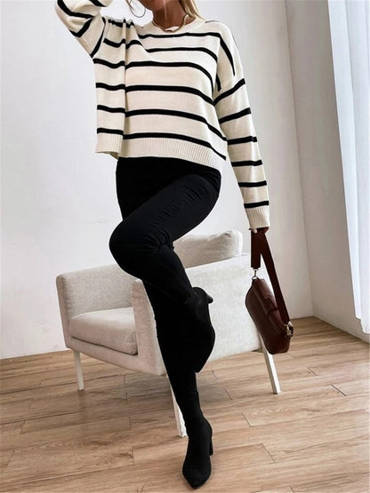 Suéter Mujer de Punto Oversize Diseño de Rayas