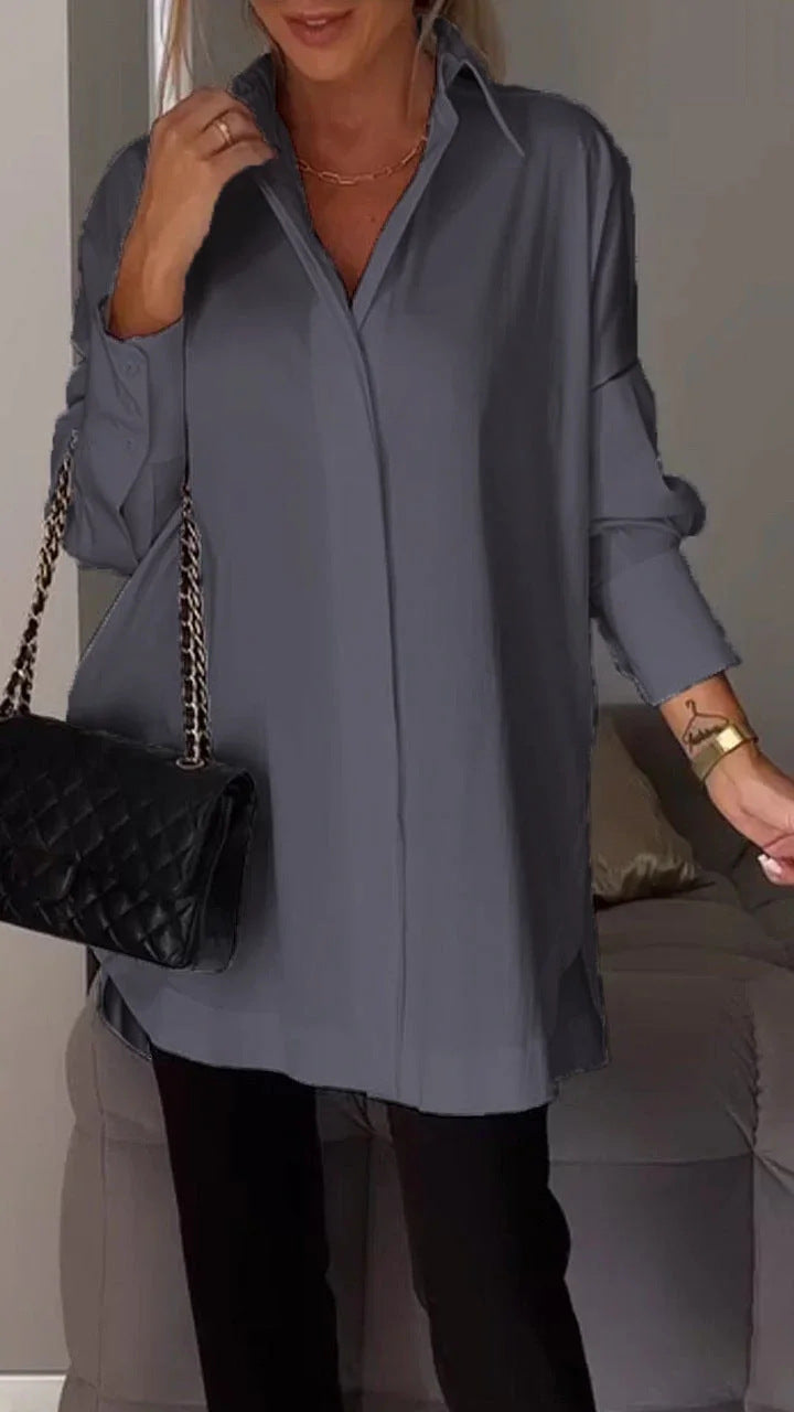 Blusa Mujer de Algodón Oversized con Cierre de Botones
