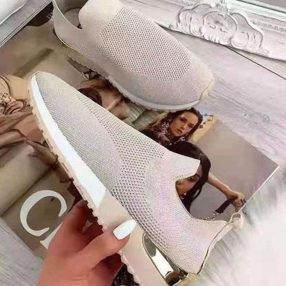 Zapatillas Mujer de Punto Sin Cordones Suela Acolchada Flexibles