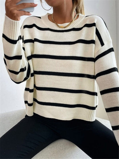 Suéter Mujer de Punto Oversize Diseño de Rayas