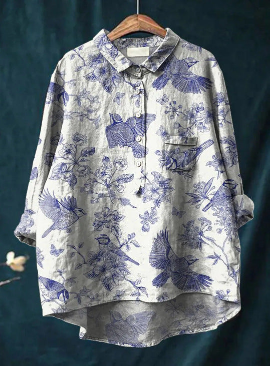 Blusa Mujer Fluida Estampado Floral Manga Larga