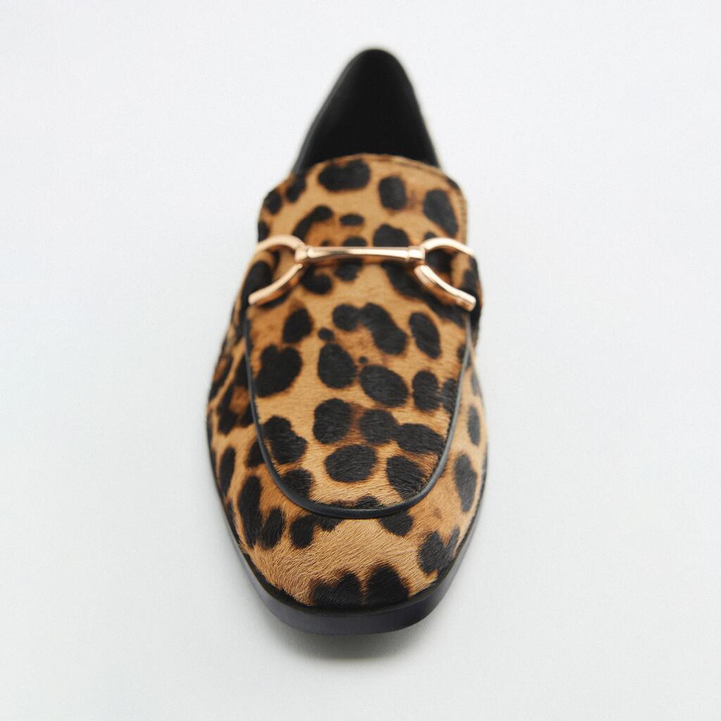 Mocasines Mujer de Piel Estampado Animal Ajuste Clásico