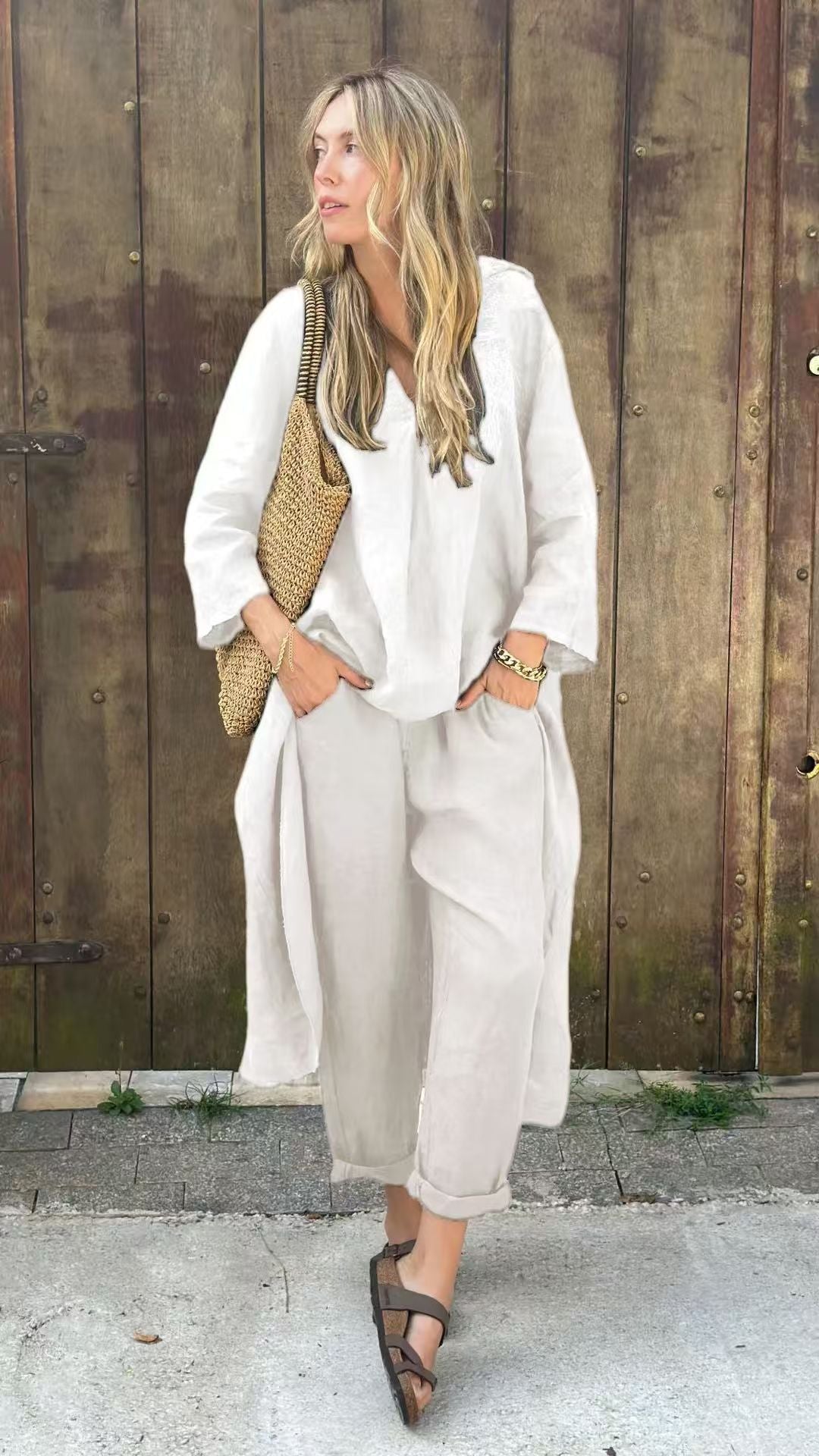 Conjunto Mujer de Verano Sin Mangas y Pantalón Fluido