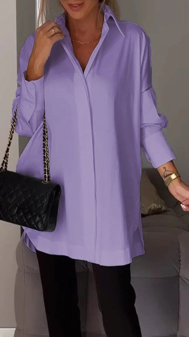 Blusa Mujer de Algodón Oversized con Cierre de Botones