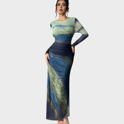 Vestido Maxi Mujer Ajustado Manga Larga