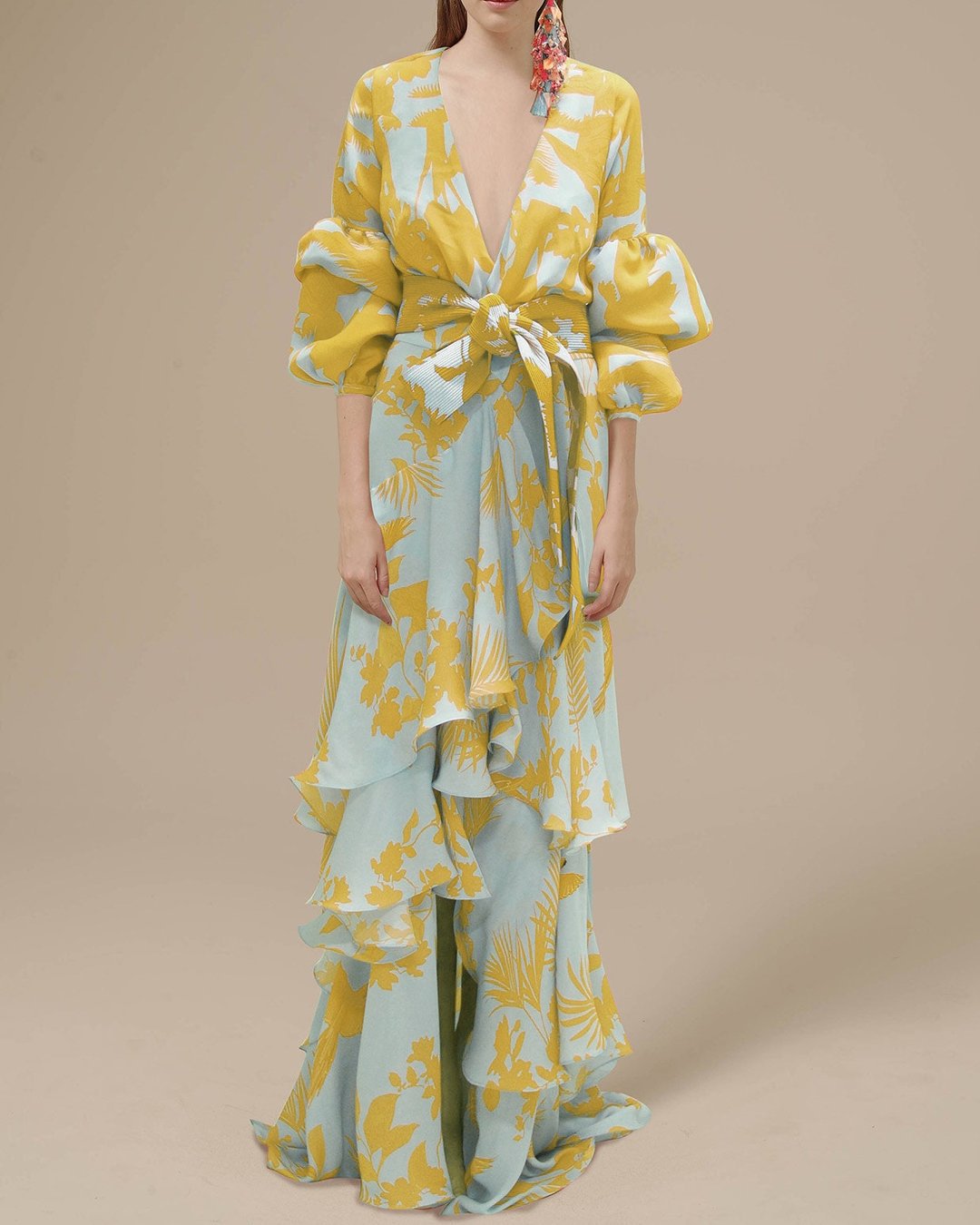 Vestido largo Mujer ceremonia Diseño cruzado estampado - Mavetta