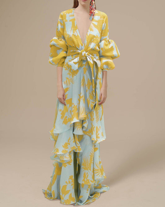 Vestido largo Mujer ceremonia Diseño cruzado estampado - Mavetta