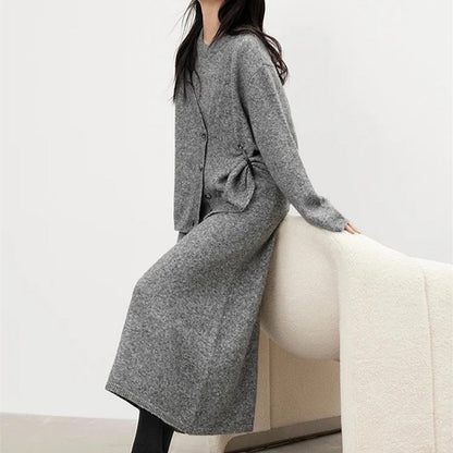 Conjunto Mujer Vestido Largo y Cárdigan Suave Ajuste Comodo