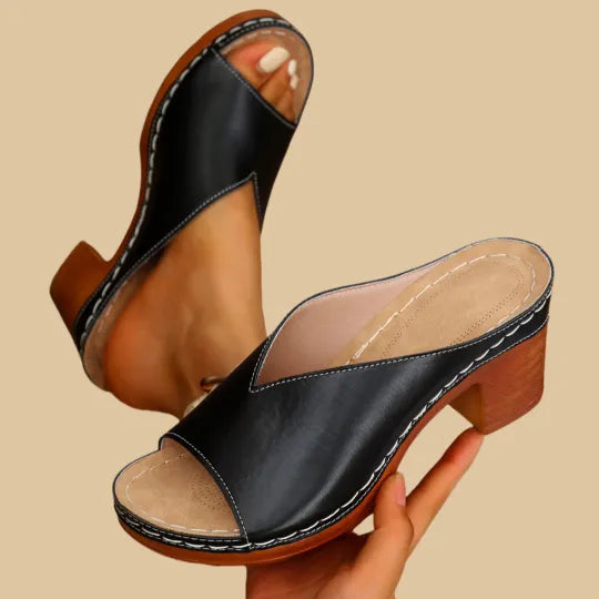 Sandalias Mujer Tacón Ancho Diseño Abierto