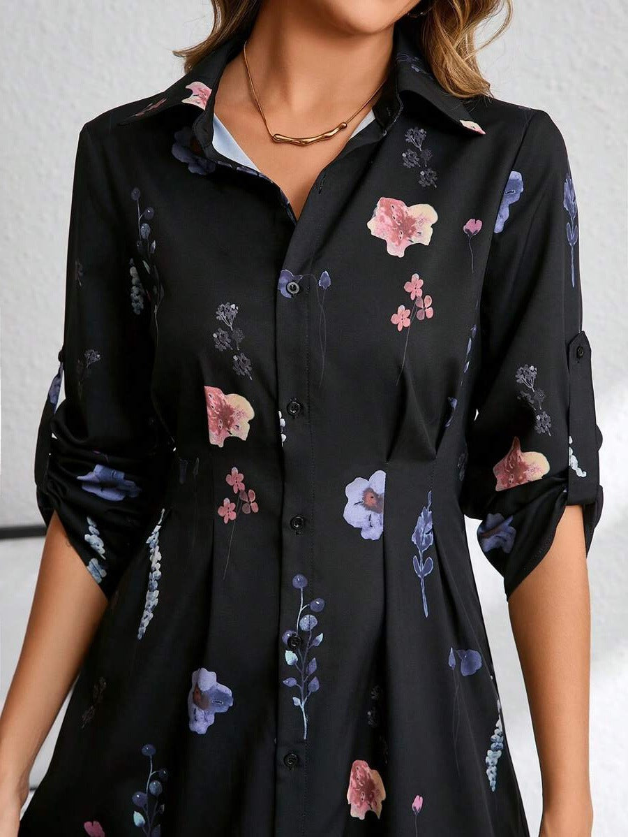 Vestido Mujer Floral Gasa Corte Fluido Estilo Romántico