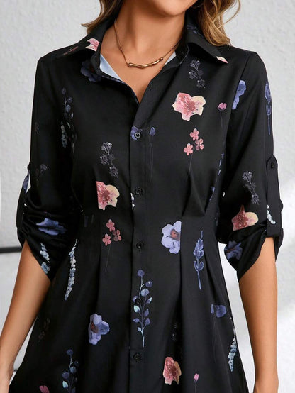 Vestido Mujer Floral Gasa Corte Fluido Estilo Romántico