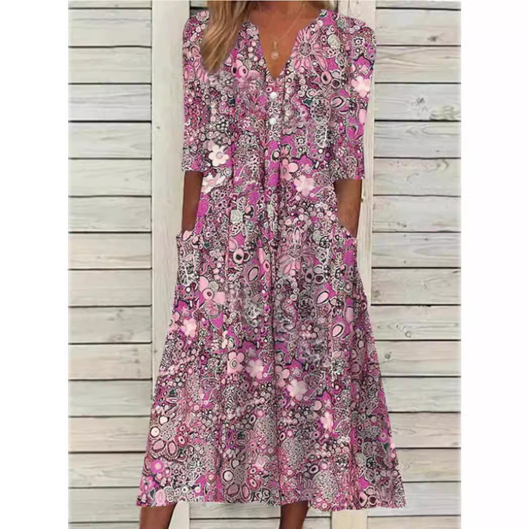 Vestido camisero mujer de tela ligera estampado floral