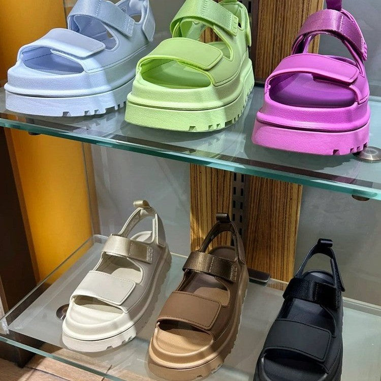 Sandalias Mujer Chunky Tiras Anchas Cierre Velcro