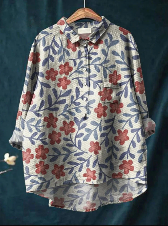 Blusa Mujer Fluida Estampado Floral Manga Larga