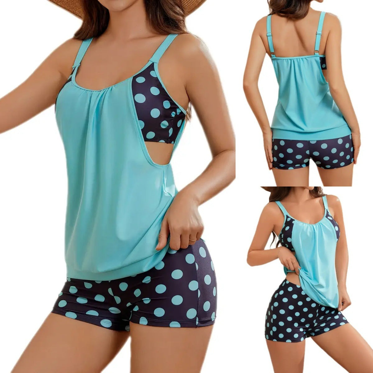 Bikini Mujer de Tela Estampada Cintura Alta Ajustado