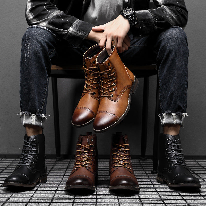 Botas Hombre Cuero Casual con Cordones Botines Urbanos Cómodos