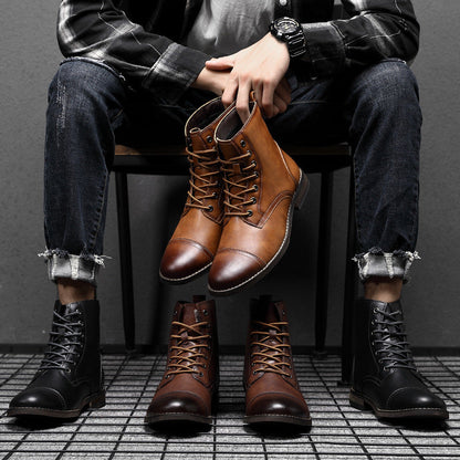 Botas Hombre Cuero Casual con Cordones Botines Urbanos Cómodos