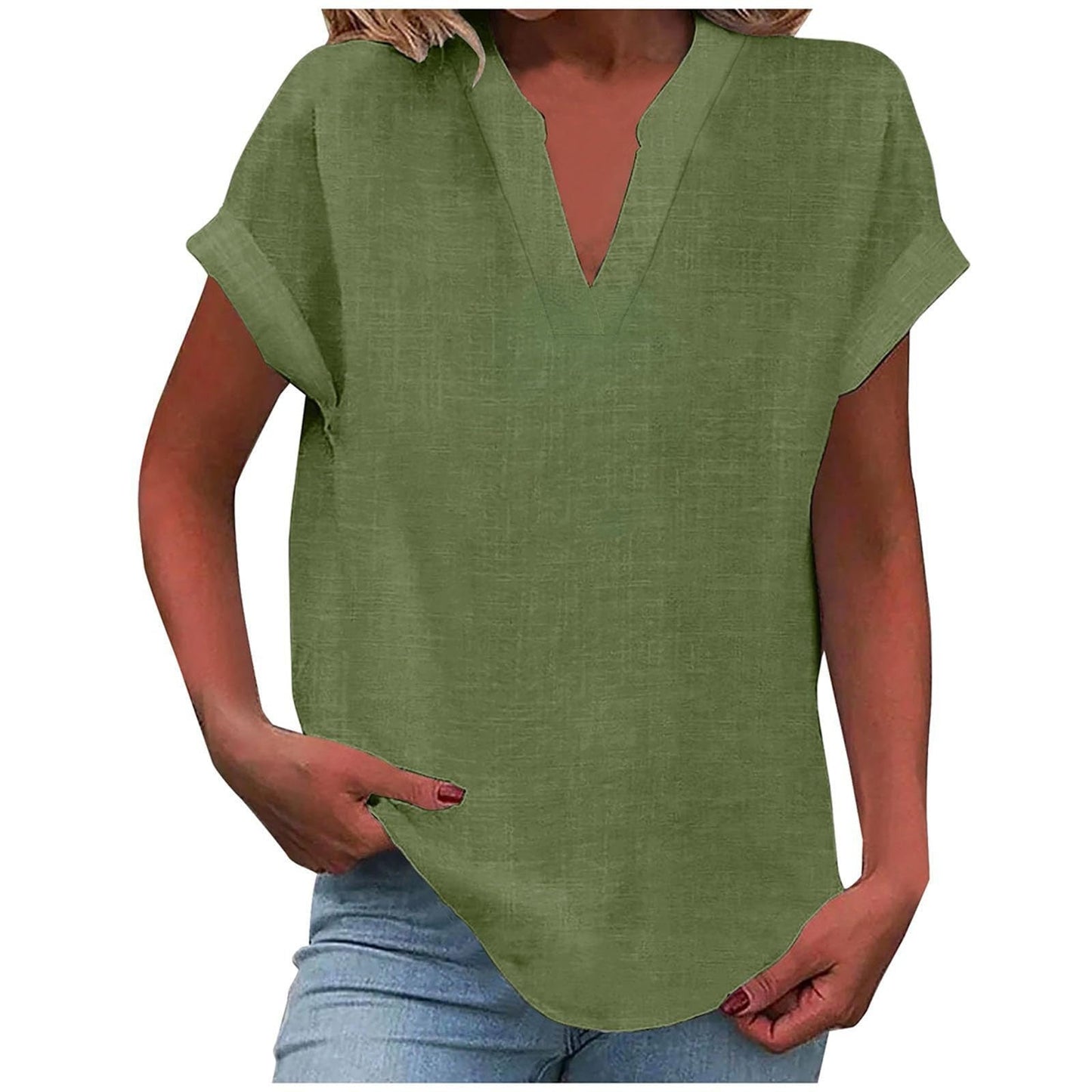 Blusa Mujer de Tela Suave Cuello en V Corte Relajado
