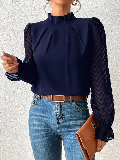 Blusa Mujer de Gasa Transparente Manga Larga